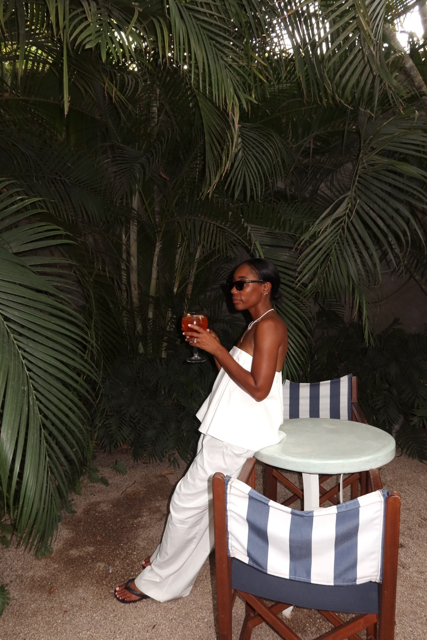 White linen strapless top and pant set 

#LTKStyleTip #LTKTravel