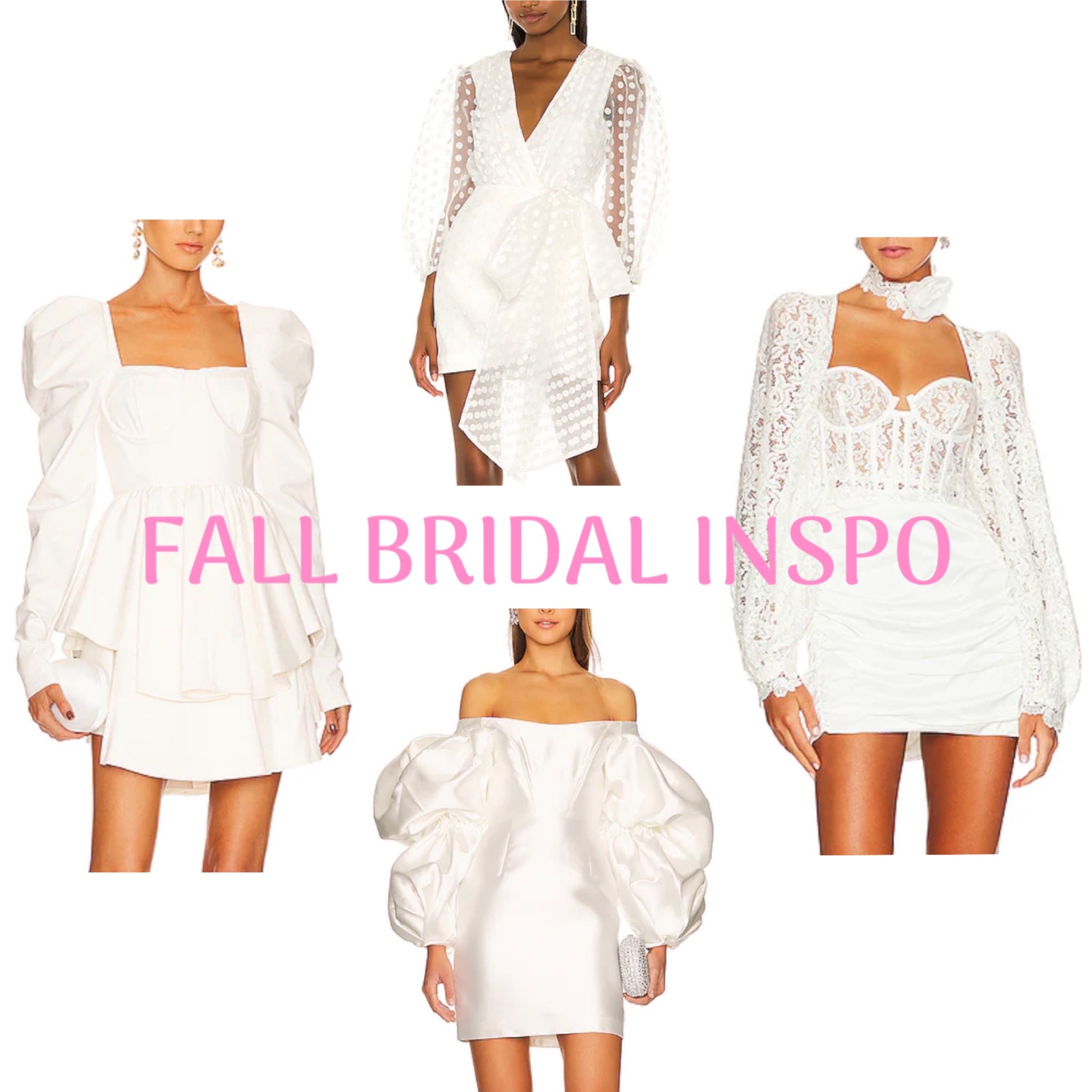 Fall bride inspo!! 😍 fall wedding, engagement pictures, bridal shower, bachelorette dresses, bride to be, long sleeve dresses, white dresses, chic, classy, what to wear, timeless, lace, puff sleeve, trendy, formal, fancy, revolve, honeymoon, inspiration 

#LTKwedding #LTKstyletip #LTKfit