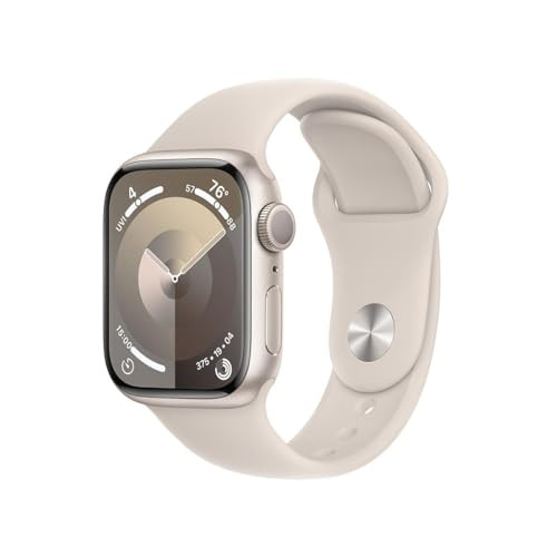 Apple Watch Series 9 [GPS 41mm] Starlight Aluminum Case with Starlight Sport Band, S/M (Renewed) | Amazon (US)
