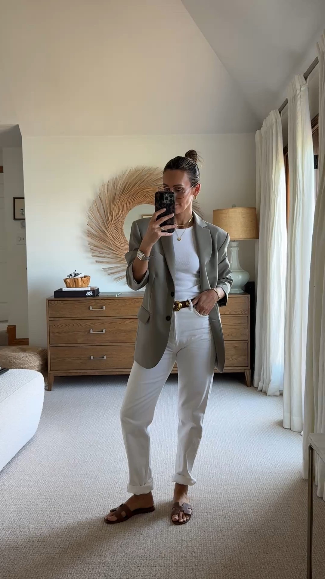 Spring chic outfits - wore this blazer at least 100 times! Definitely make up for the price tag! Xs fits oversized, classic jean fit size 25. White tank and Hermes sandals and suede tote 

#LTKWatchNow #LTKItBag #LTKStyleTip