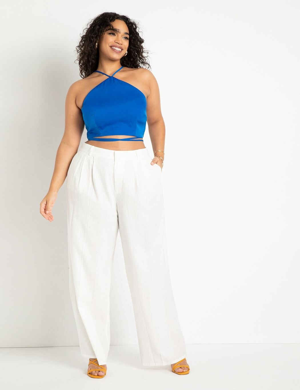 Pleated Wide Leg Trouser | Women's Plus Size Pants | ELOQUII | Eloquii