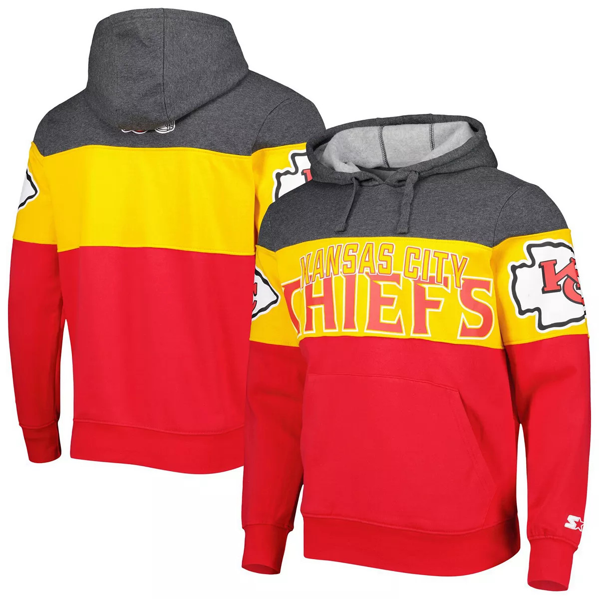 Men's Starter Heather Charcoal/Red Kansas City Chiefs Extreme Pullover Hoodie | Kohl's