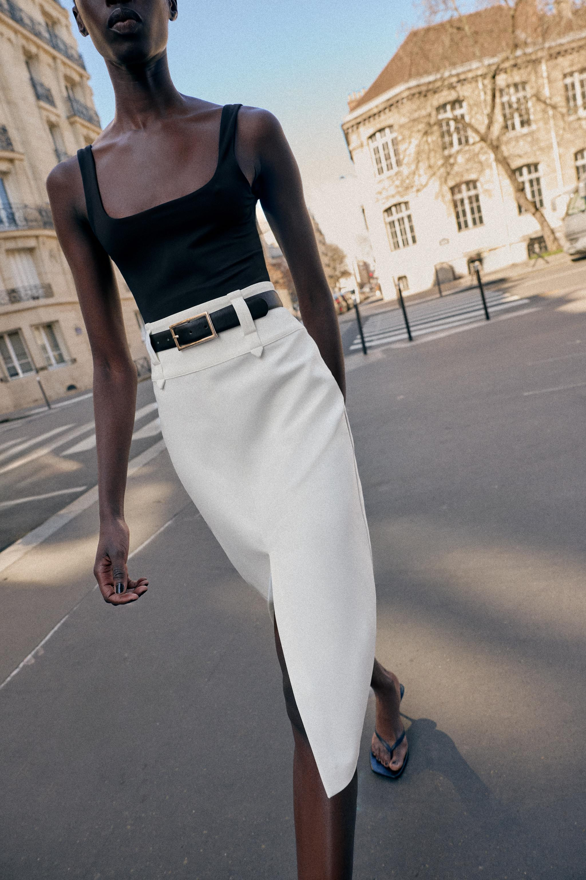 GONNA MIDI A TUBINO CON CINTURA | Zara IT