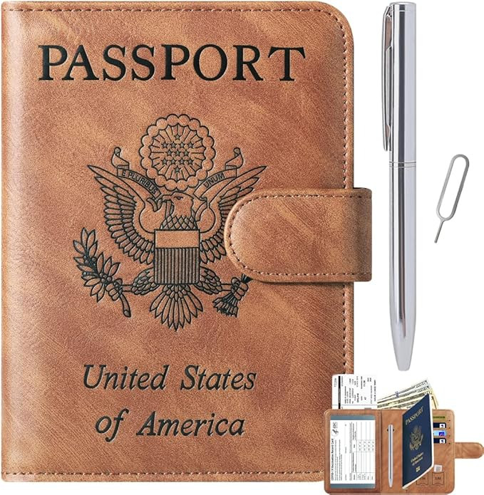 Passport Holder Cover Wallet Travel Essentials Leather Travel Wallet Rfid Blocking Case Vacation ... | Amazon (US)