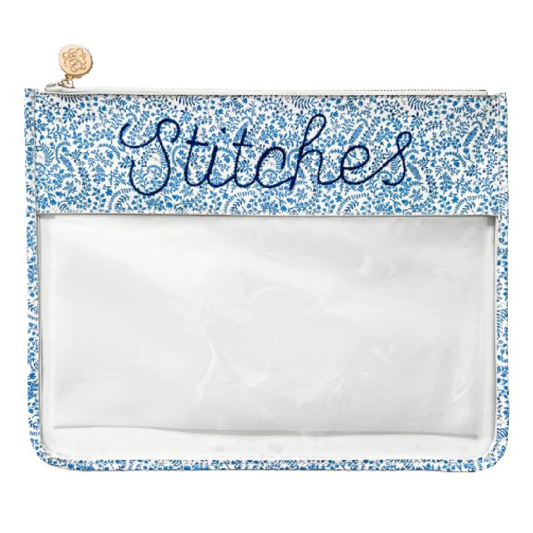 Large Printed Stitches Leather Project Bag | Penny Linn Designs