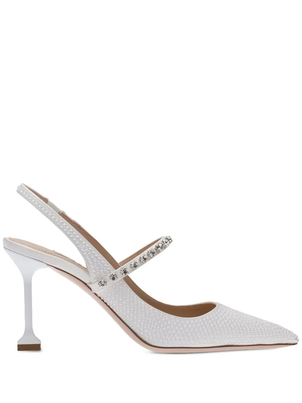 Miu Miu Embellished 105mm Textured Pumps  - Farfetch | Farfetch Global