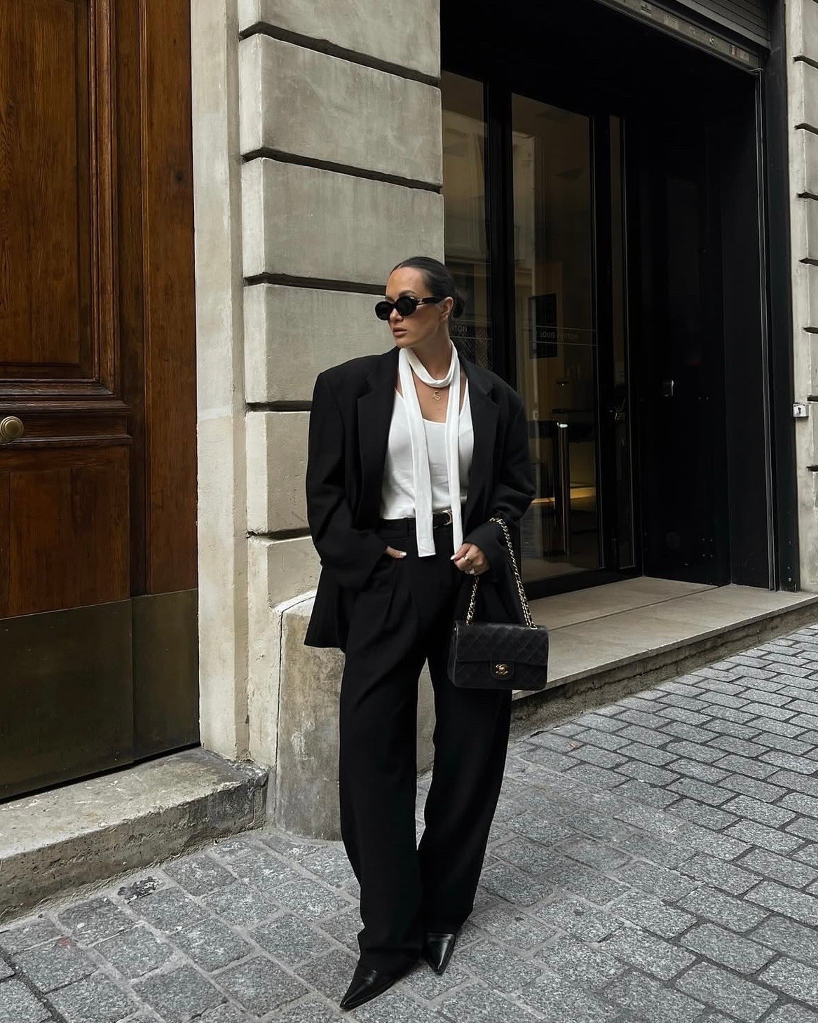 Chic blazer and scarf top outfit for fall in Paris - wearing my favorite closet staple black blazer!

#LTKootd #LTKSeasonal