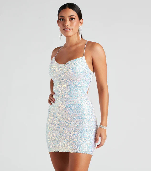 Allie Formal Sequin Open Back Dress | Windsor Stores