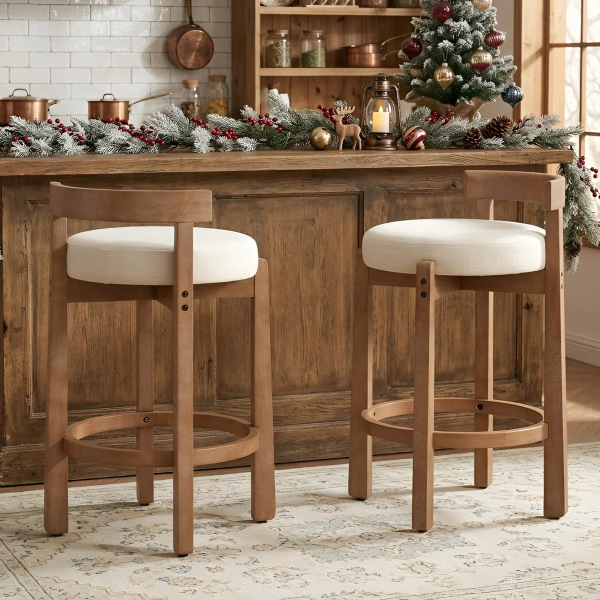 Clayt Mid Century Modern Bar Stools 26.5" Counter Stools  Upholstered Barstools with Solid Back a... | Wayfair North America