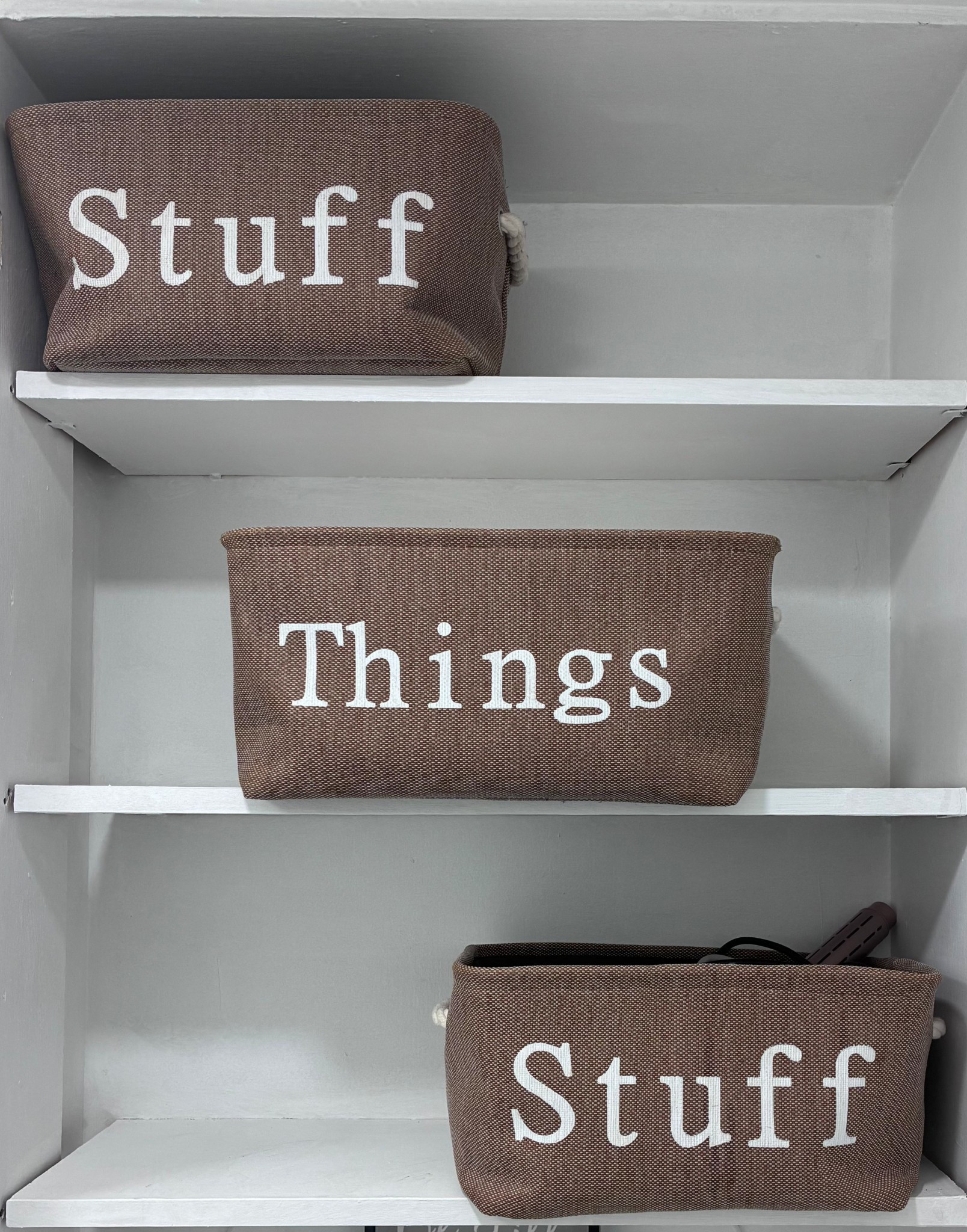 POV: you finally accept that not everything needs a category 😂 These ‘Stuff’ and ‘Things’ baskets keep it simple. Linking similar ones to what my mom uses for her bathroom essentials. 

#LTKdayinmylife #LTKmomlife #LTKHome