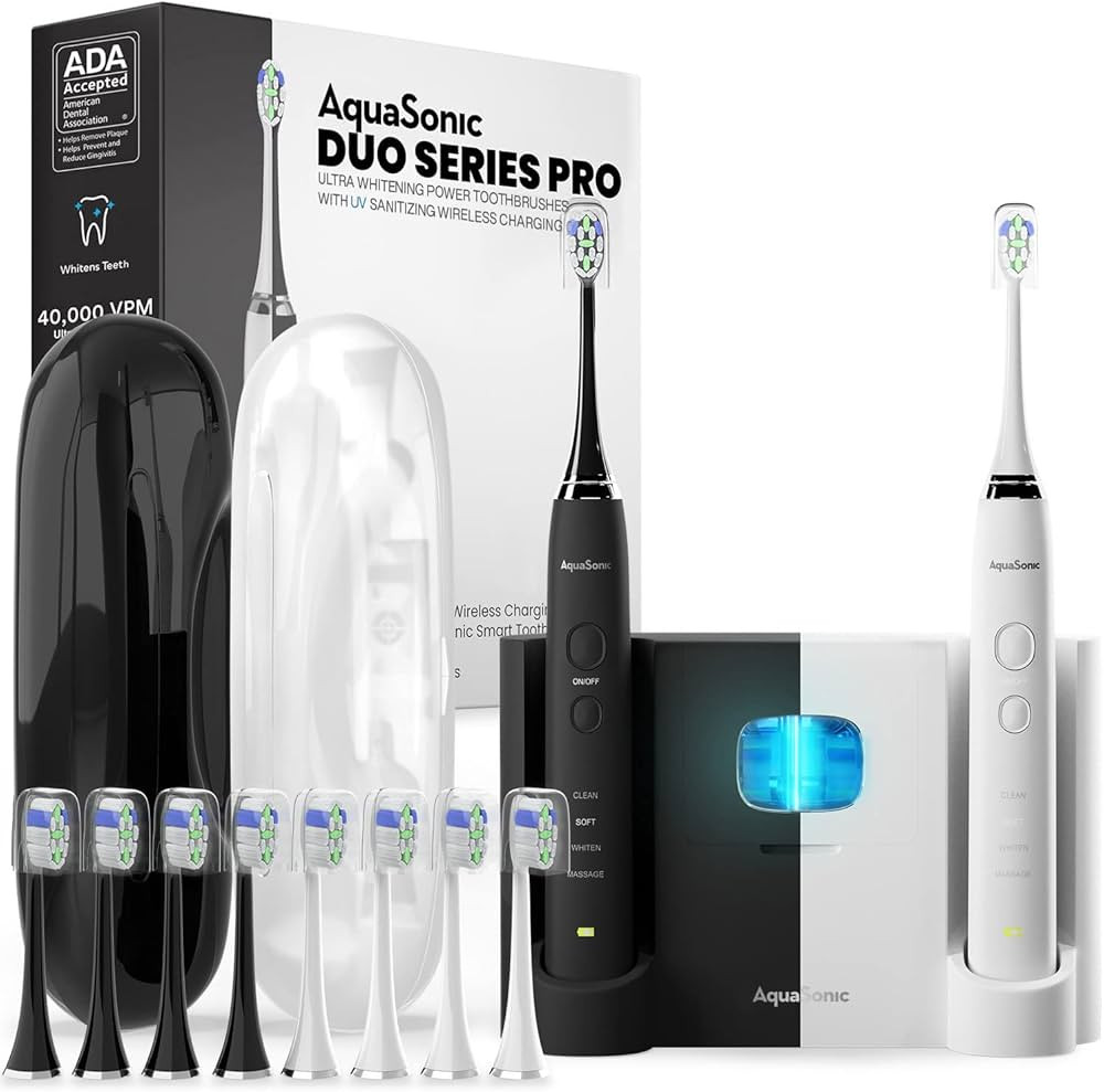AquaSonic DUO PRO – Ultra Whitening 40,000 VPM Electric ToothBrushes – ADA Accepted - 4 Modes... | Amazon (US)