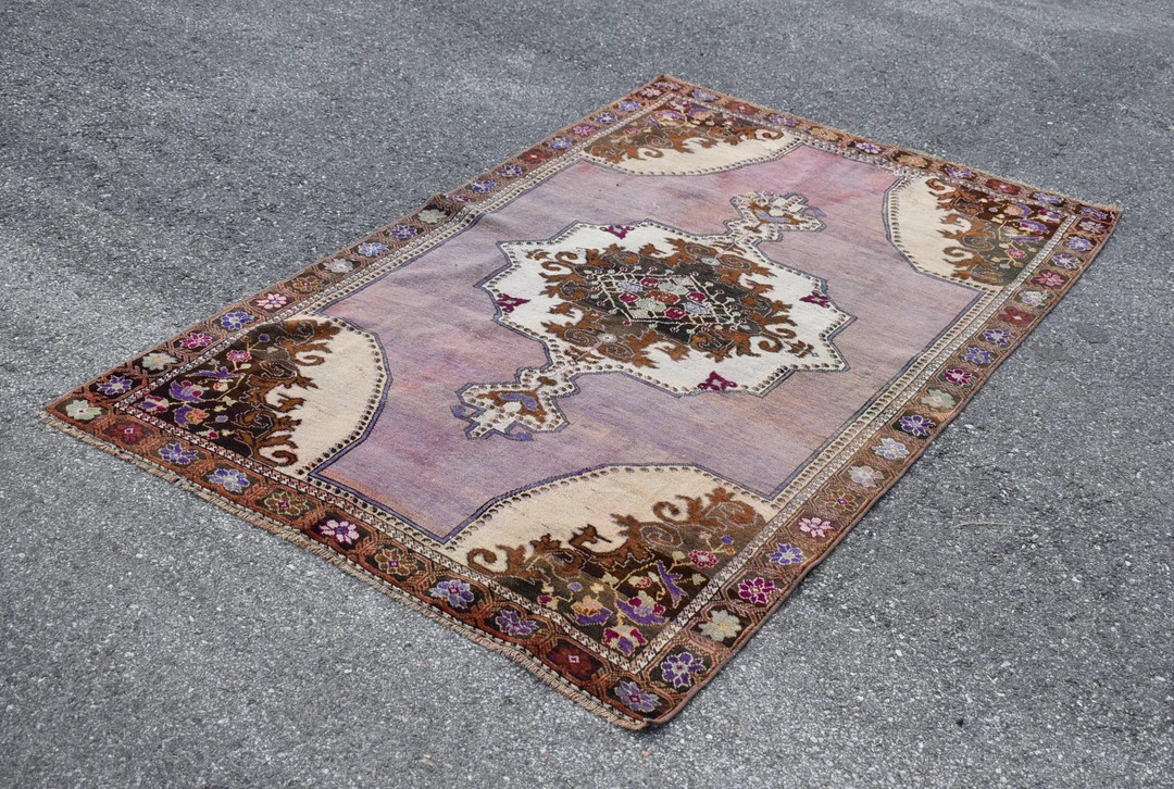Turkish purple rug, Bohemian rug, Bedroom rug, Area rug, Organic wool rug, Carpet, Kitchen decor,... | Etsy (US)