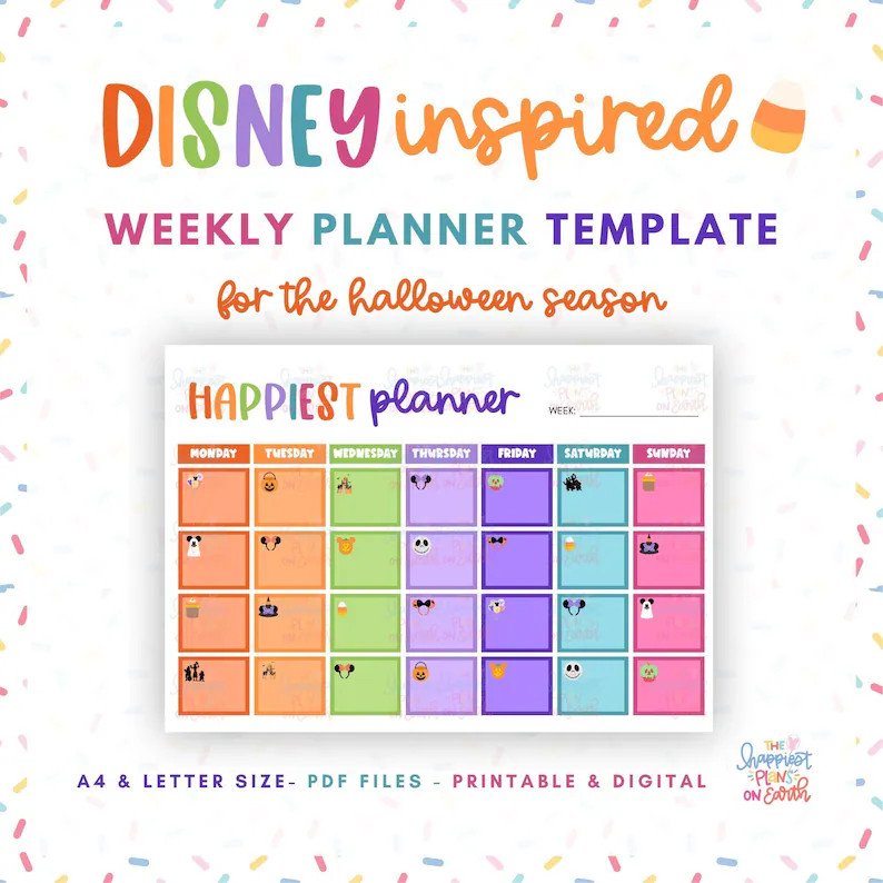 Disneyworld Halloween Planner Insert Weekly Template - Digital Halloween Planner Disneyland Micke... | Etsy (US)