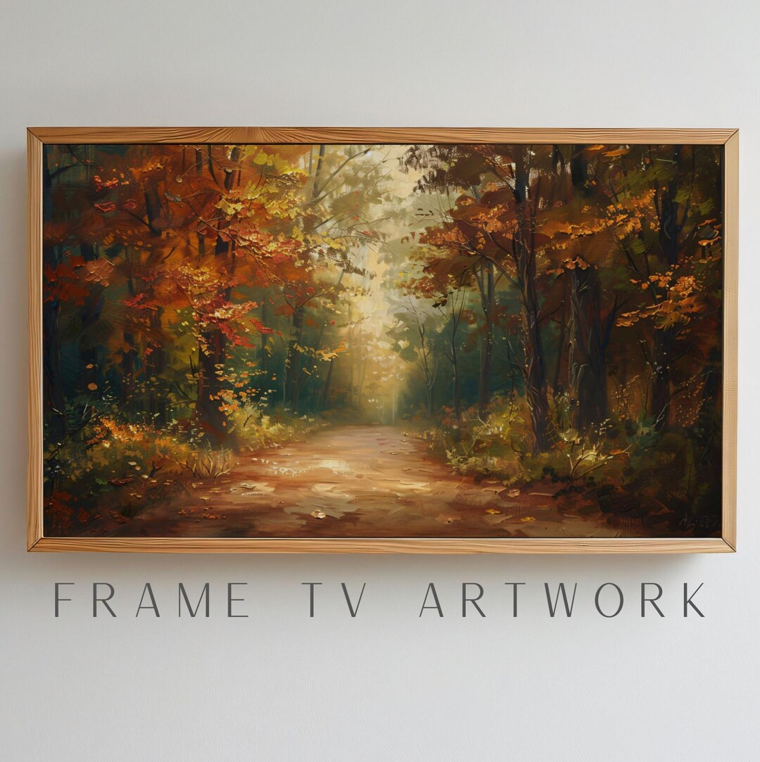 Fall Trees Oil Painting, Vintage Frame Tv Art, Frame Tv Art, Frame Tv Art Paint, Fall Frame Tv, T... | Etsy (US)