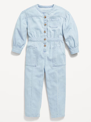 Long-Sleeve Chambray Utility-Pocket One-Piece for Toddler Girls | Old Navy (US)