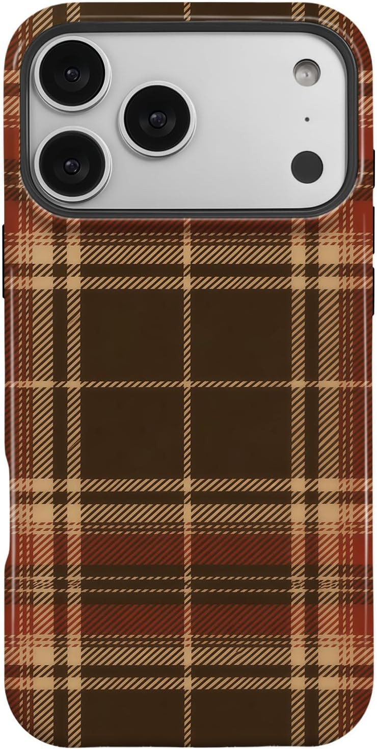 Brown Tartan Plaid Preppy Autumn Phone Case for iPhone 16 Pro (Magnetic-G) | Amazon (US)