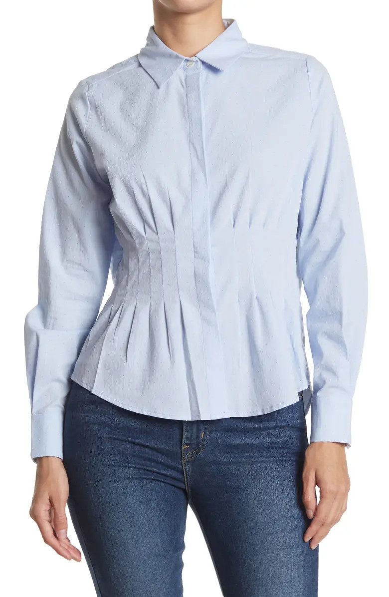 Tapered Waist Pindot Button Down Shirt | Nordstromrack | Nordstrom Rack