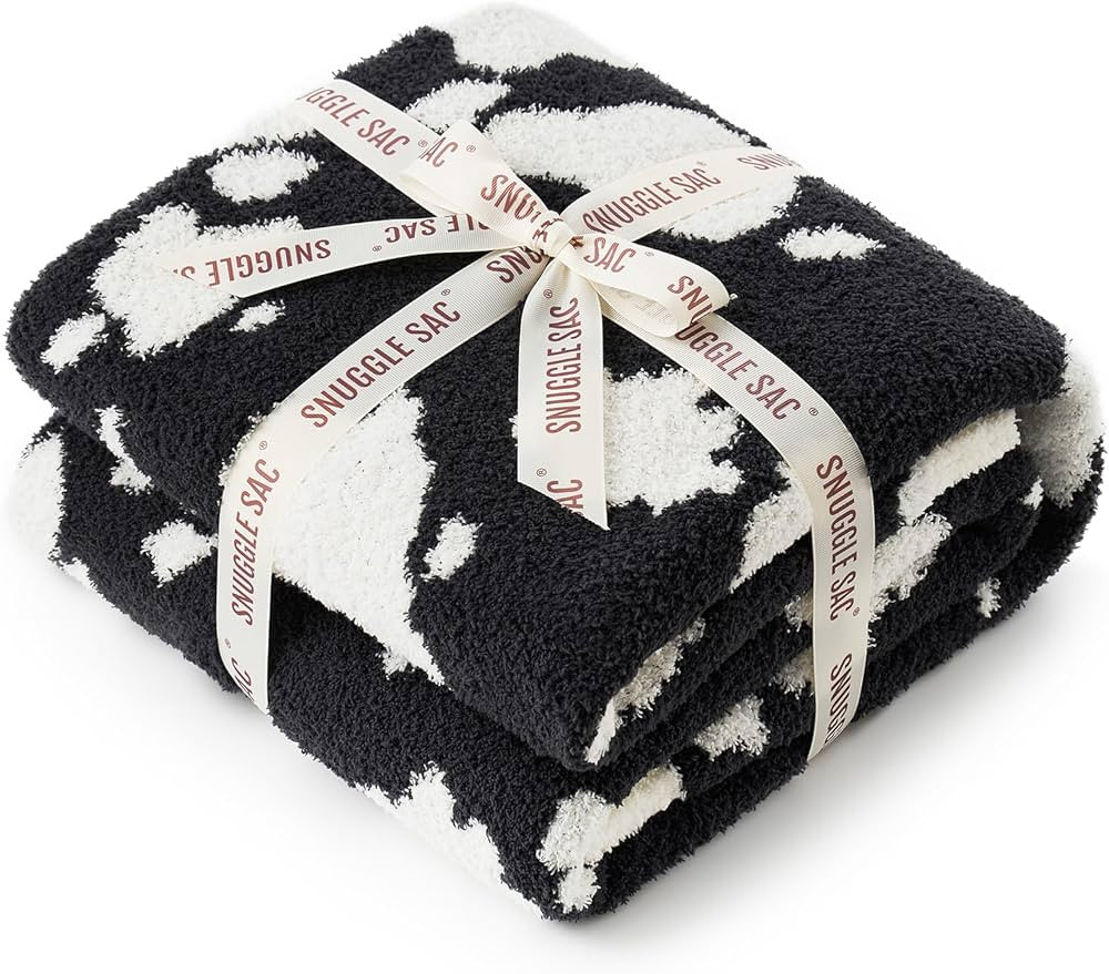 Snuggle Sac Cow Pattern Throw Blanket for Couch - Ultra Soft Microfiber Blanket, Plush Warm Rever... | Amazon (US)
