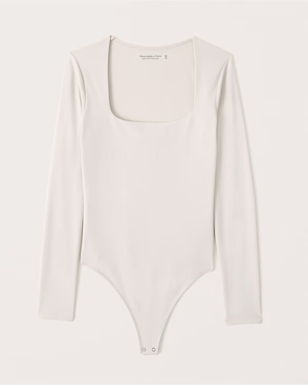 Long-Sleeve Double-Layered Seamless Fabric Squareneck Bodysuit | Abercrombie & Fitch (US)