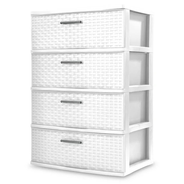 Sterilite 4 Drawer Wide Weave Tower White | Walmart (US)