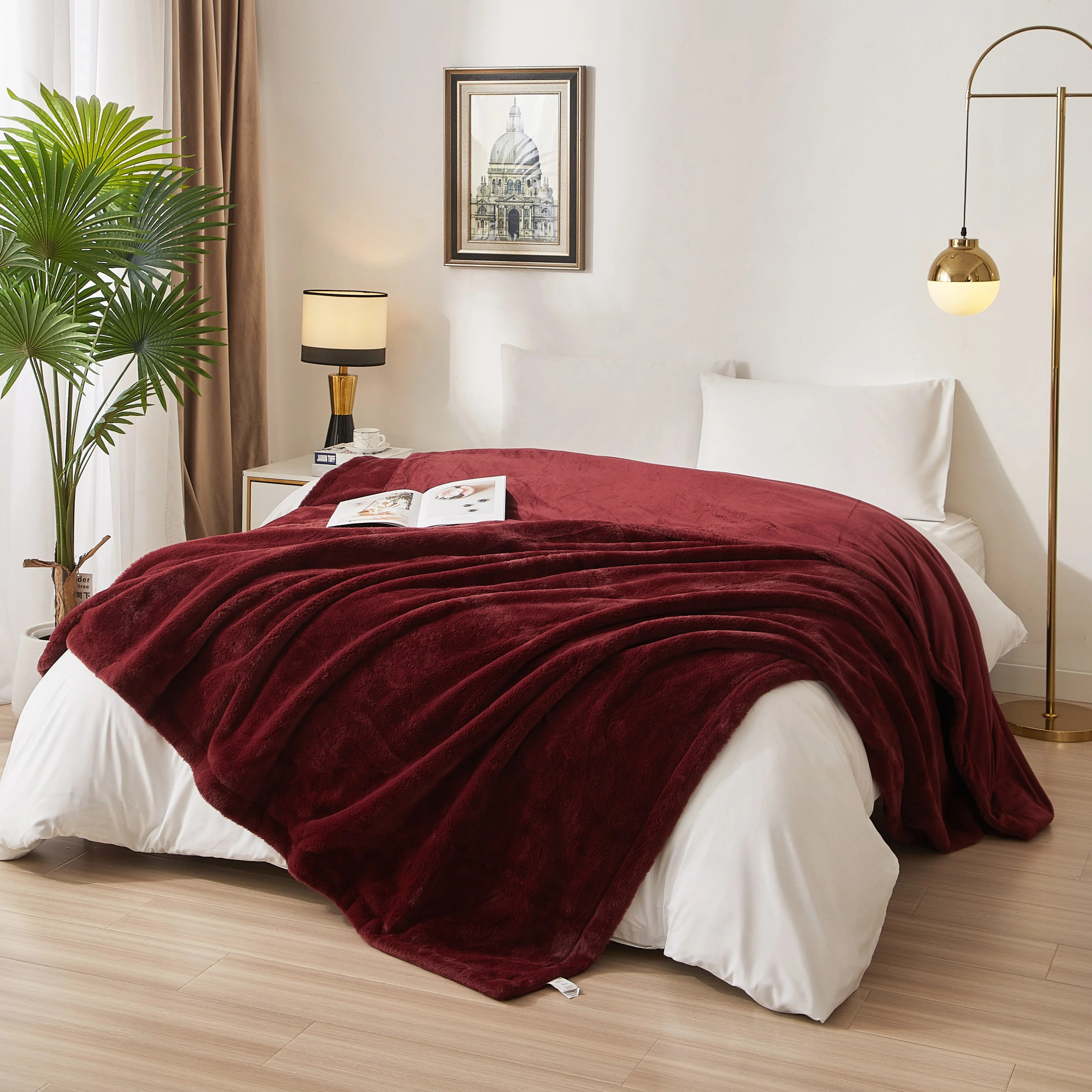Mainstays Cozy Faux Fur Super Soft luxury Blanket, Full/Queen, Luscious Merlot | Walmart (US)