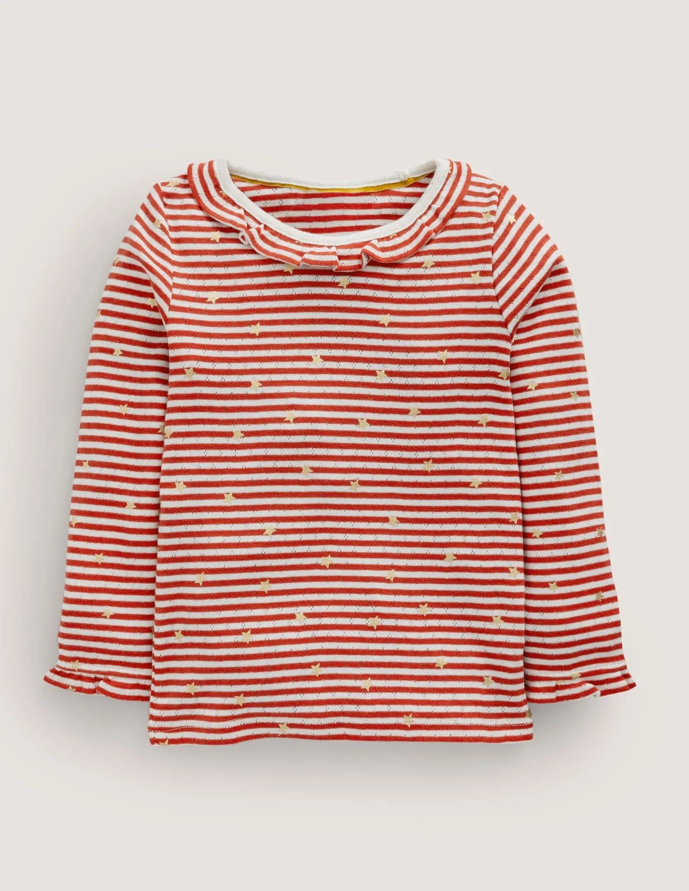 Sparkly Ruffle Pointelle Top - Ivory/Csarite Star | Boden US | Boden (US)
