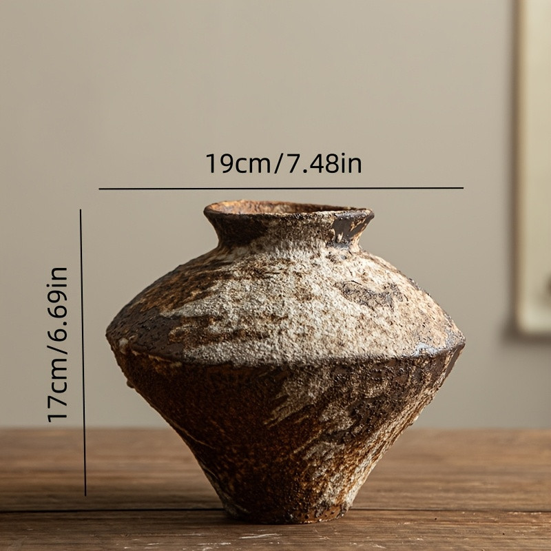 TEMU Rustic Style Ceramic Vase - Vintage Decorative Pot For Home, Living Room, And Dining Table. | Temu Affiliate Program