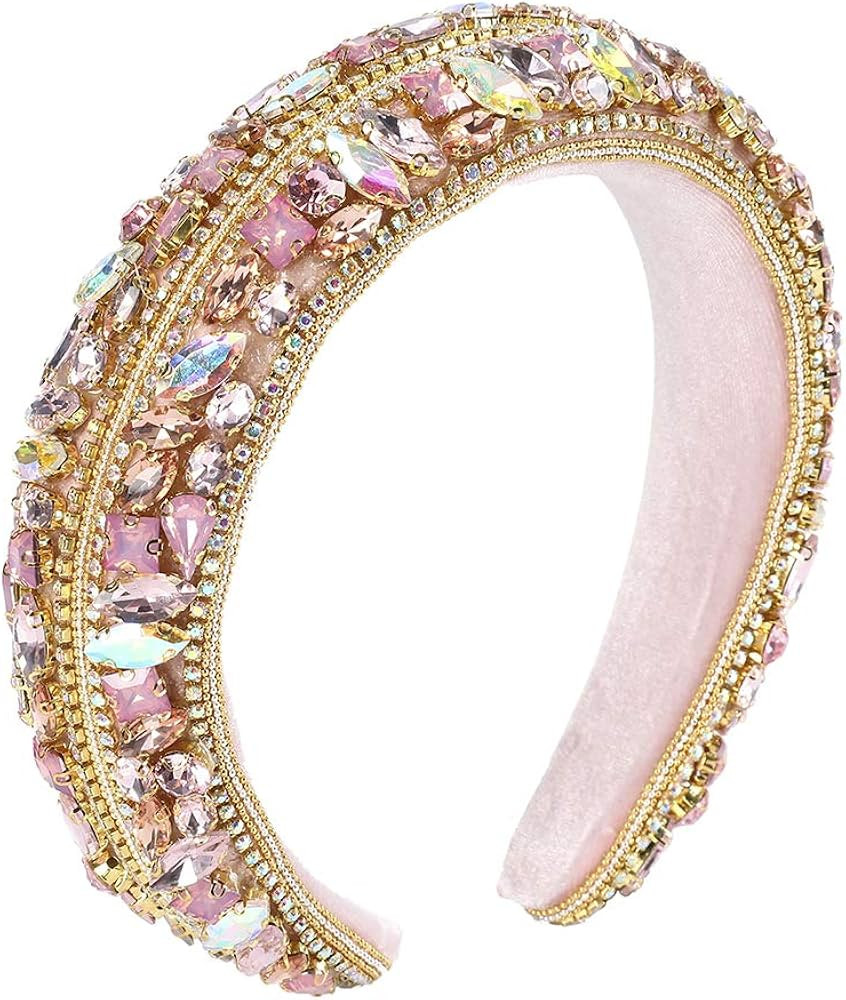 HAIMEIKANG Velvet Padded Rhinestone Headband Baroque Crystal Hairband Jeweled Headbands for Women... | Amazon (US)