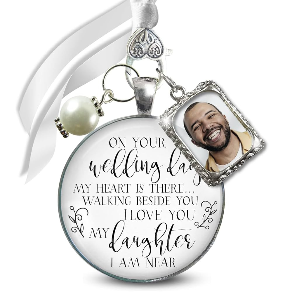 Bouquet Charm Wedding Memory On Your Wedding Day My Daughter Bridal Memorial of Mom or Dad, Silve... | Amazon (US)