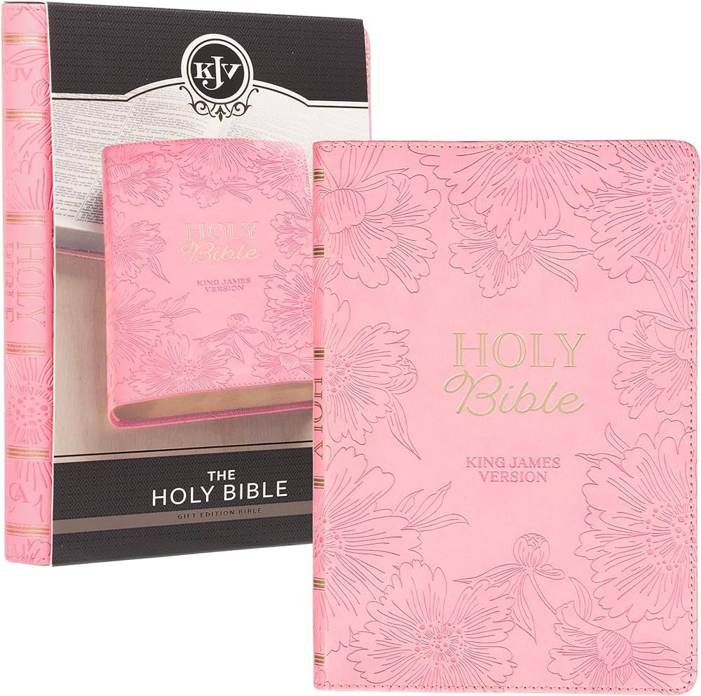 KJV Holy Bible, Gift Edition King James Version, Faux Leather Flexible Cover, Blossom Pink Floral | Amazon (US)