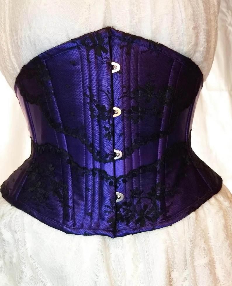 Purple Satin Cincher With Black Lace Overlay 28 - Etsy | Etsy (US)
