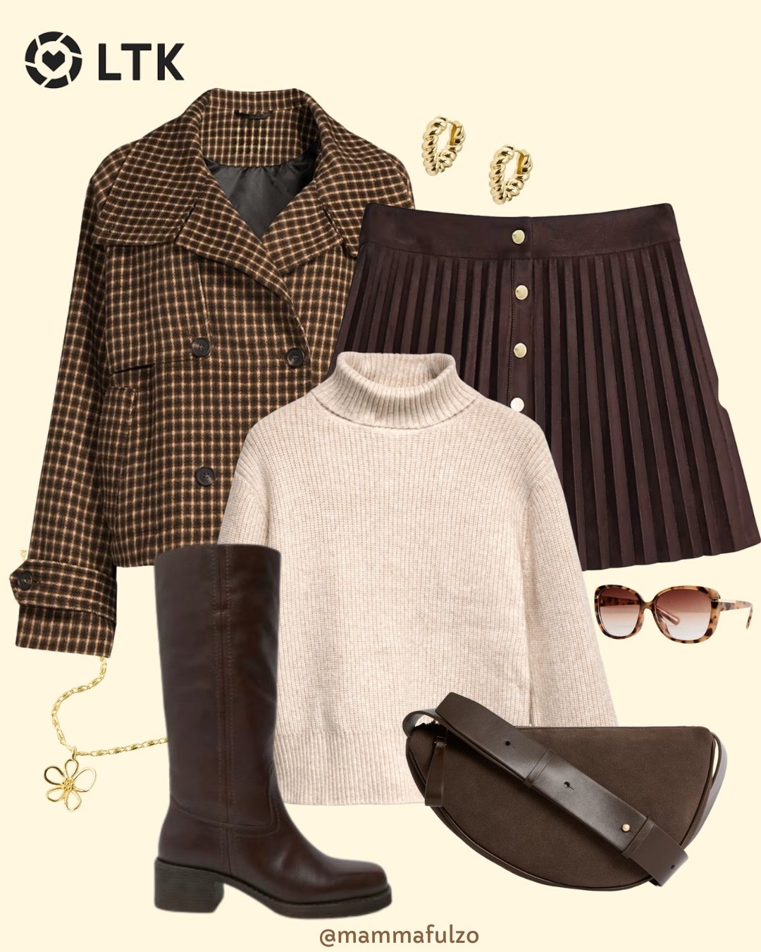 Brown tones for Autumn 🍂 

Short trench coat, roll neck, sweater weather, knee high boots, brown boots, brown handbag, pleated skirt, suede skirt, gold jewellery, autumn fashion, fall fashion, autumn look book, outfit inspo. 

#LTKautumn #LTKuk #LTKdatenight