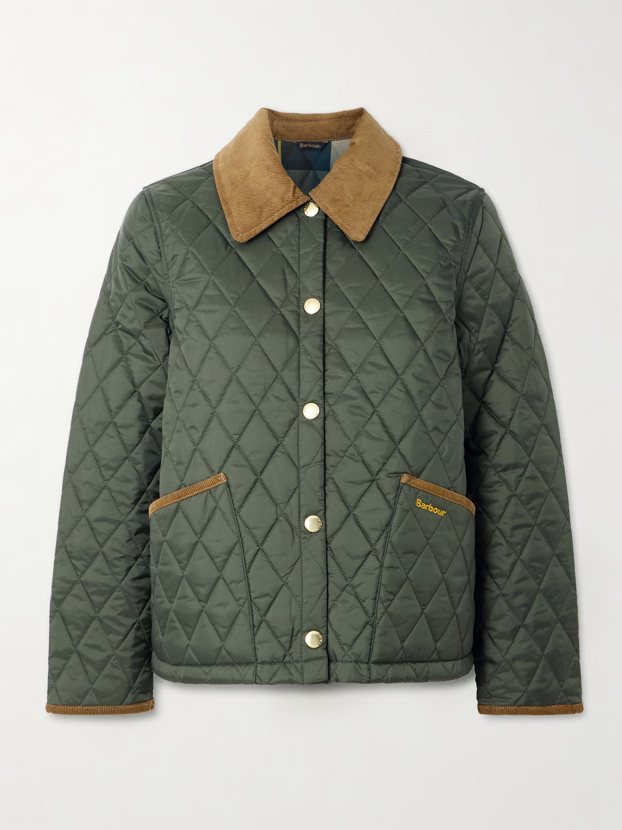 Barbour - Liddesdal Corduroy-trimmed Quilted Shell Jacket - Green | NET-A-PORTER (US)