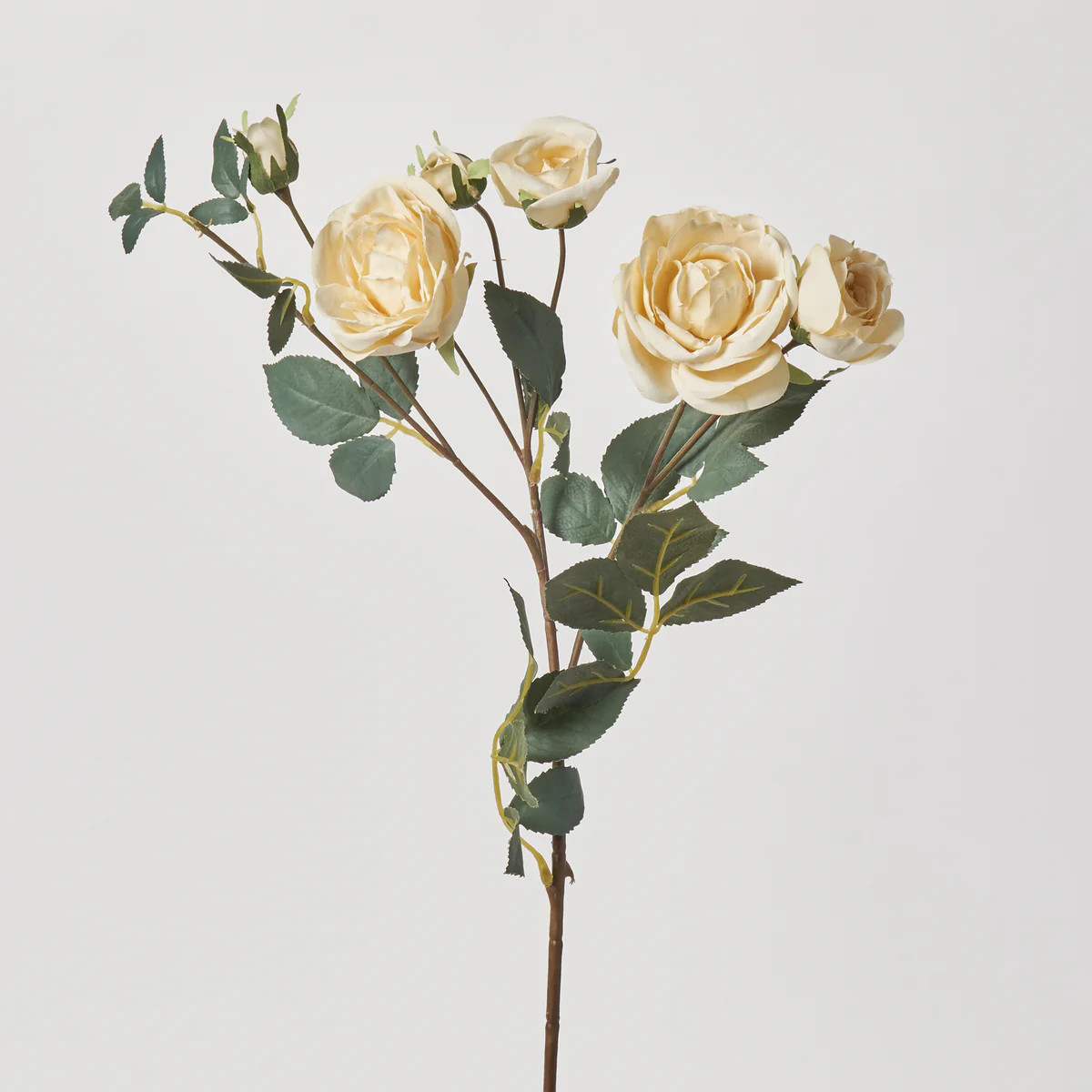 Cream Silk Rose Bloom & Bud Stem Spray - 28" | Darby Creek Trading