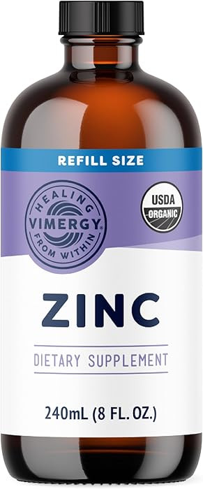 VIMERGY Organic Zinc Supplements For Women & Men (7.5mg Liquid Zinc Per Serving) Fast-Absorbing I... | Amazon (US)
