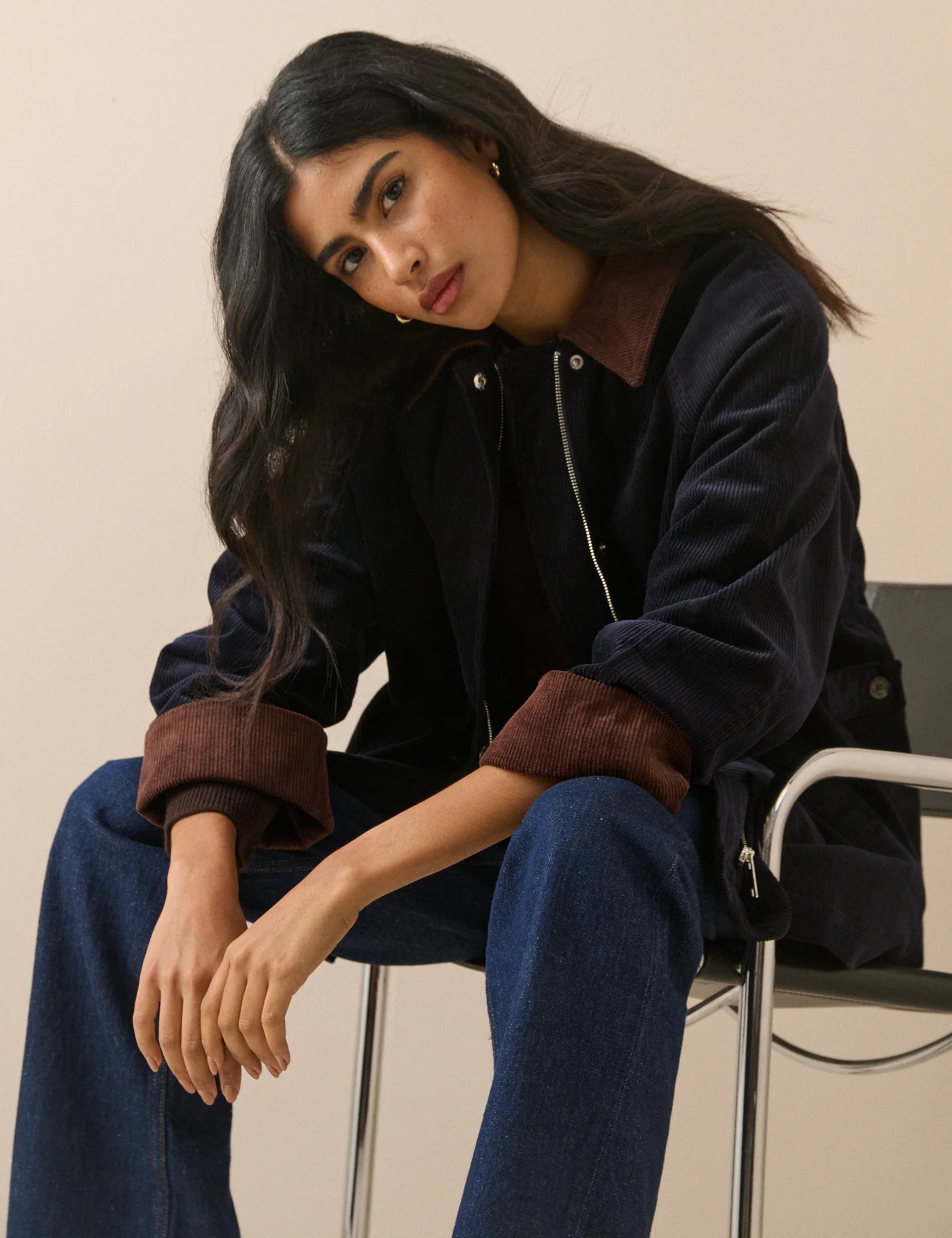 Navy Cord Detail Barn Jacket | Nobody's Child