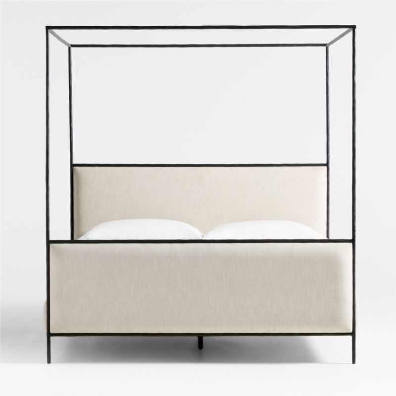 Dahlia Hand-Forged Steel Framed Upholstered Canopy King Bed + Reviews | Crate & Barrel | Crate & Barrel