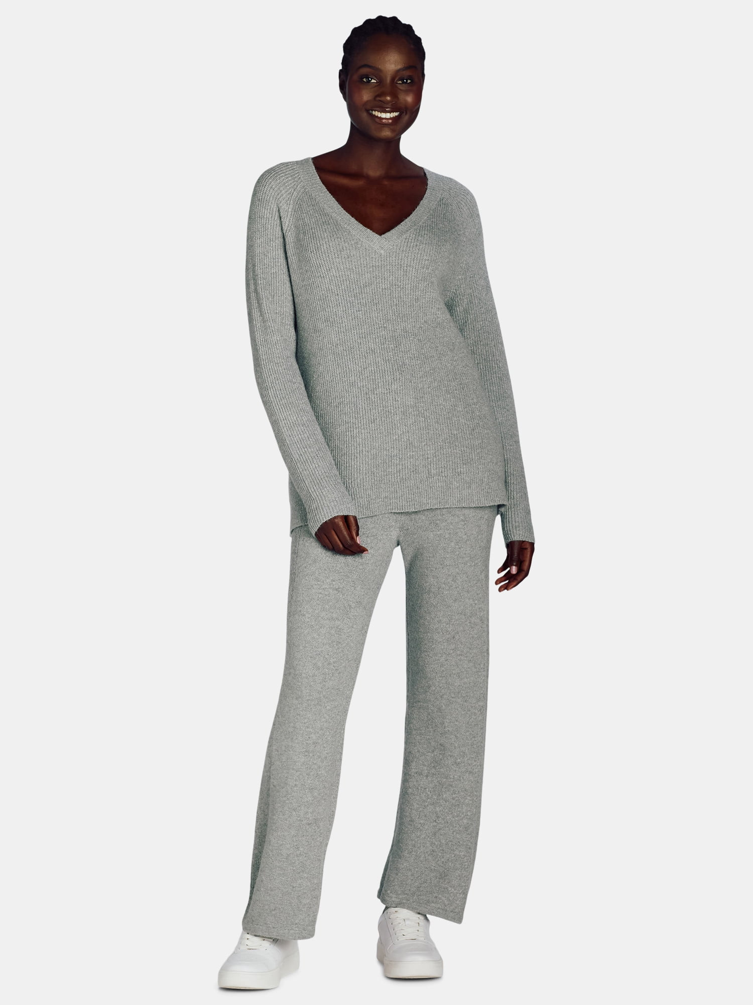 Time and Tru Woman's Long Sleeve Sweater and Pants Set, 2-Piece, Sizes XS-XXXL | Walmart (US)