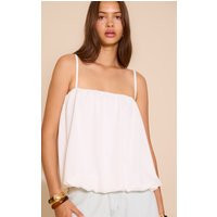 White Chiffon Strappy Puff Ball Top, White | PrettyLittleThing UK