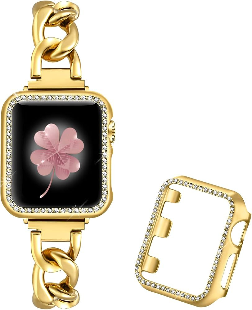 Dilando Cool Chain Metal Link Bands Compatible with Apple Watch 38mm 40mm 41mm Women Men, Gold St... | Amazon (US)
