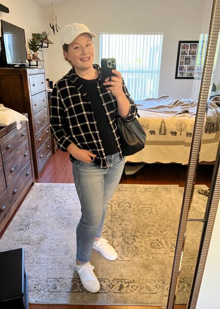 Amazon style finds, white sneakers, baseball hat style, flannel, plaid, Gap jeans, Madewell bag, OOTD, casual style, everyday fashion, Jcrew style 

#LTKshoecrush #LTKunder100 #LTKitbag