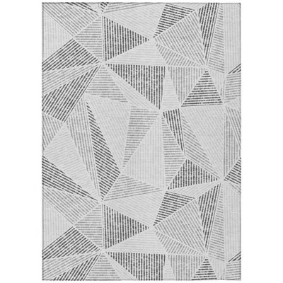 9' X 12' Gray Charcoal And Silver Geometric Washable Indoor Outdoor Area Rug | Wayfair North America
