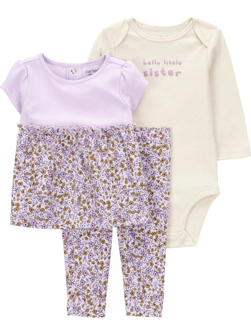 Carter's Child of Mine Baby and Toddler Girl Outfit Set, 3-Piece, Sizes 0/3-24 Months | Walmart (US)