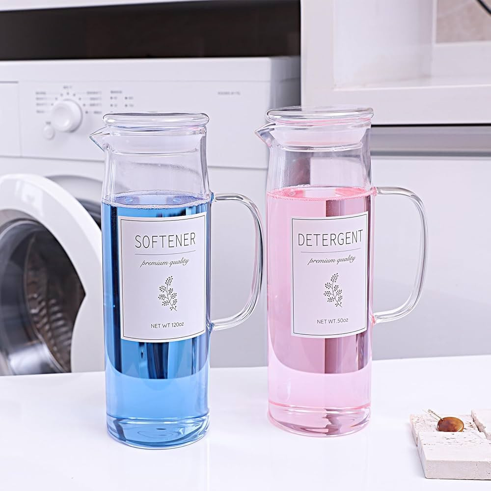 Laundry Detergent Dispenser Set with Labels and Handle for Laundry Room Organization and Storage-... | Amazon (US)