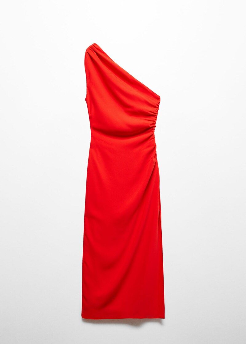 Asymmetrical dress with side slit -  Women | Mango USA | MANGO (US)