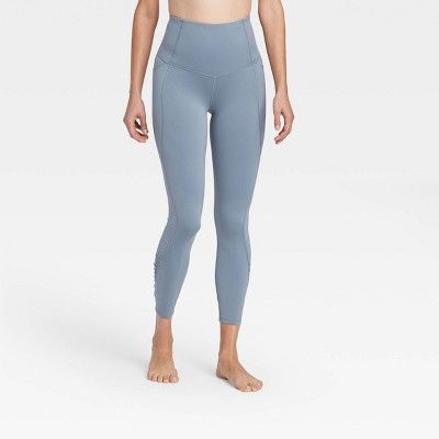 Women's Contour Shirred Brushed Back High-Waisted 7/8 Leggings 25" - All in Motion™ | Target