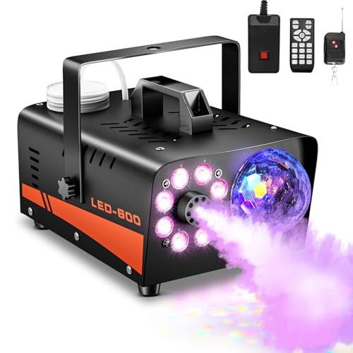 Smoke Machine, Fog Machine with Disco Ball Lights, 600W and 3000CFM with 13 Colorful LED Lights Effect, Wireless Remote Control, Suitable for Indoor, Wedding, Parties, Halloween, and DJ Stage | Amazon (US)