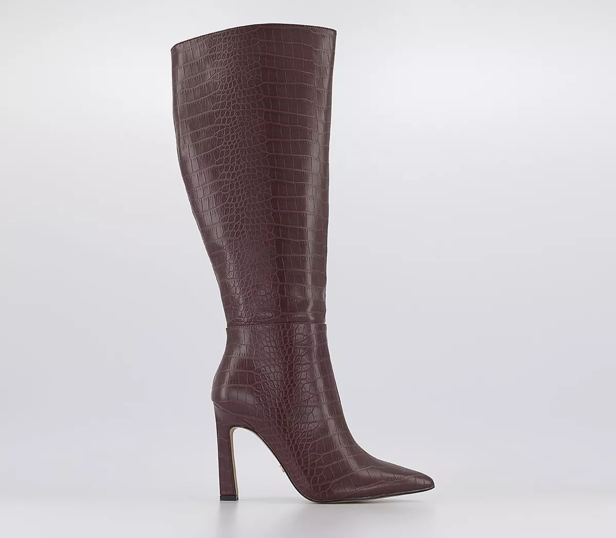 Office
								Wide Fit Kitty Croc Knee Boots
								Burgundy Croc | OFFICE London (UK)