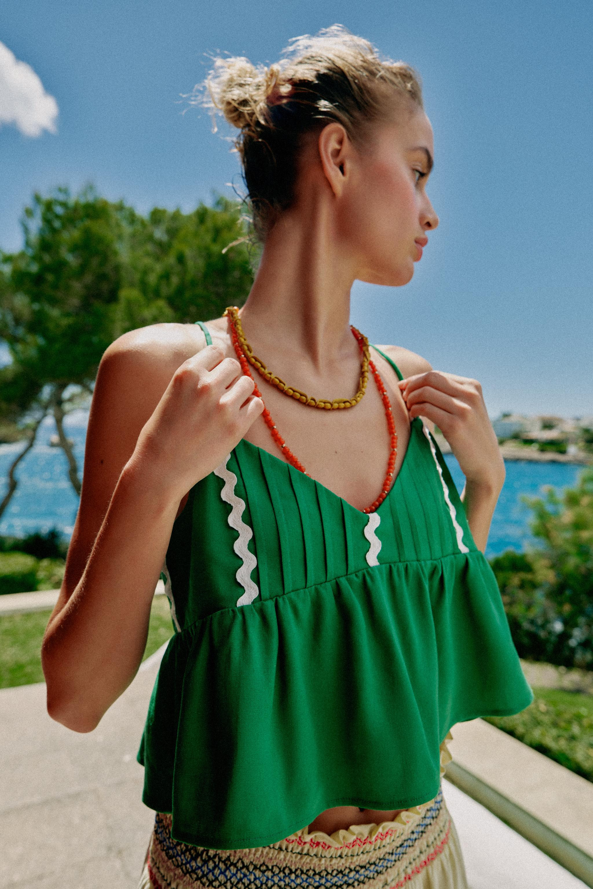 LINEN STRAP TOP | Zara US