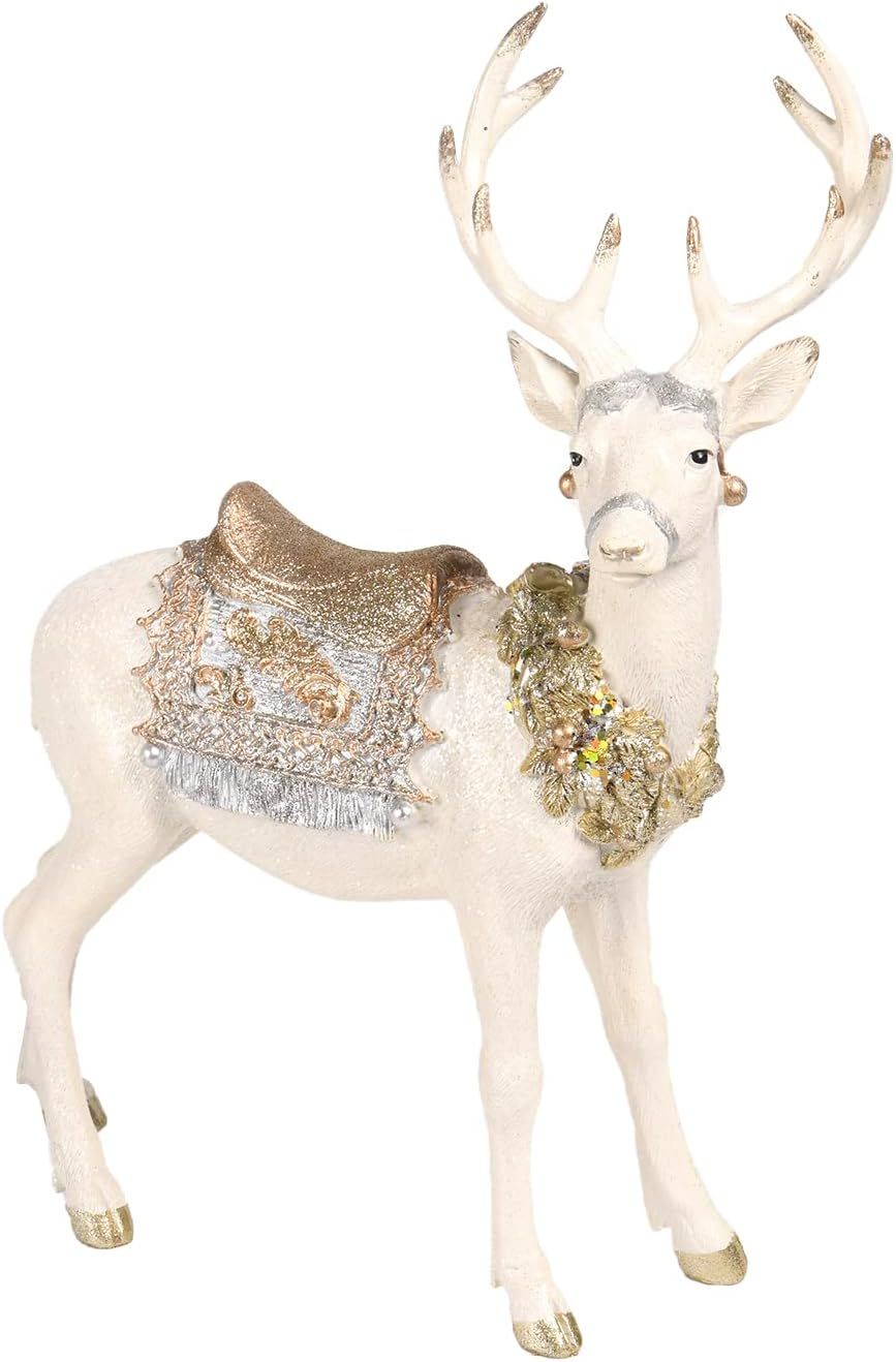 Reindeer-Figurine Christmas-Decorations Standing Deer Statue - Cream and Gold Collectible Table D... | Amazon (US)
